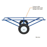 Steel Carpet Dolly Cart, 500 lb Load Capacity, V-Groove Platform, 61"L x 26"W x 20"H